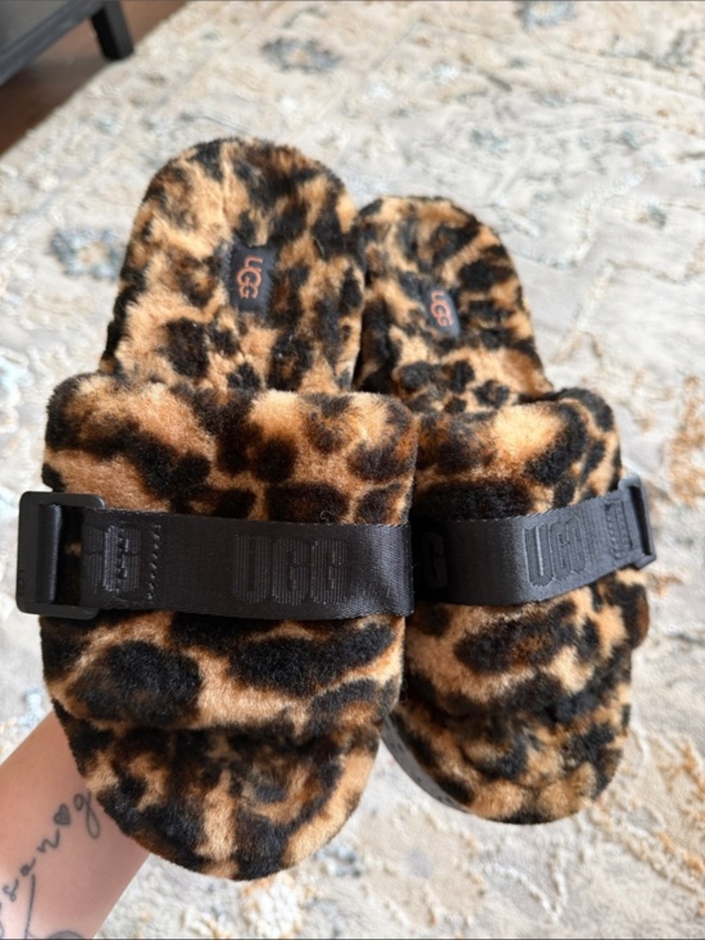 UGG Fluffita Panther Print sandals